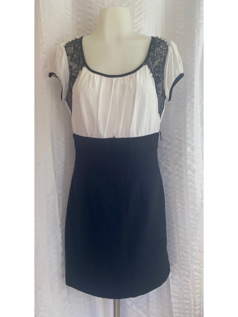 A. Byer Black And White Lace Trim Dress